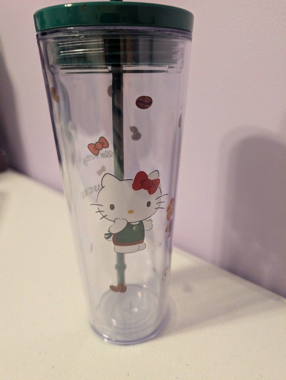 Hello Kitty x Starbucks Limited Edition Clear 24oz Tumbler Cold Cup With Straw